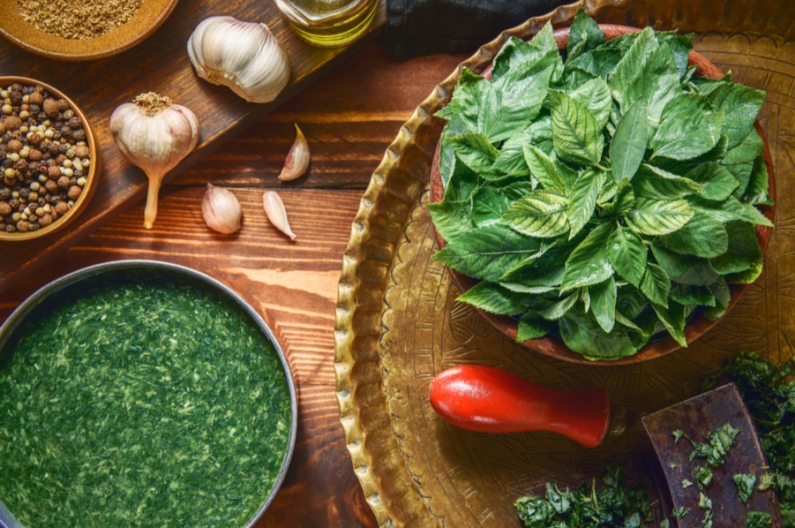 طريقة تفريز الملوخية الخضراء