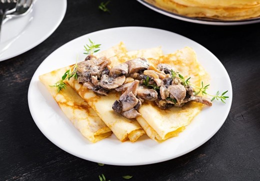 الكريب بحشوة الفطر وكريمة الطهي