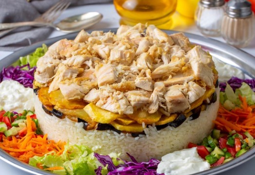 طريقة عمل المقلوبة بالباذنجان ورز البسمتي