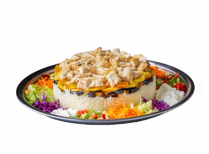 طريقة عمل المقلوبة بالدجاج والباذنجان