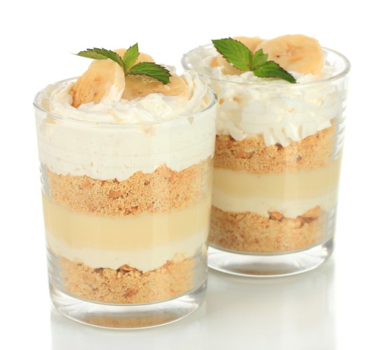 الكاسترد بالبسكويت والموز